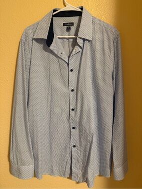 Club Room Light Blue Microdot Dress Shirt with Dark Contrast Collar